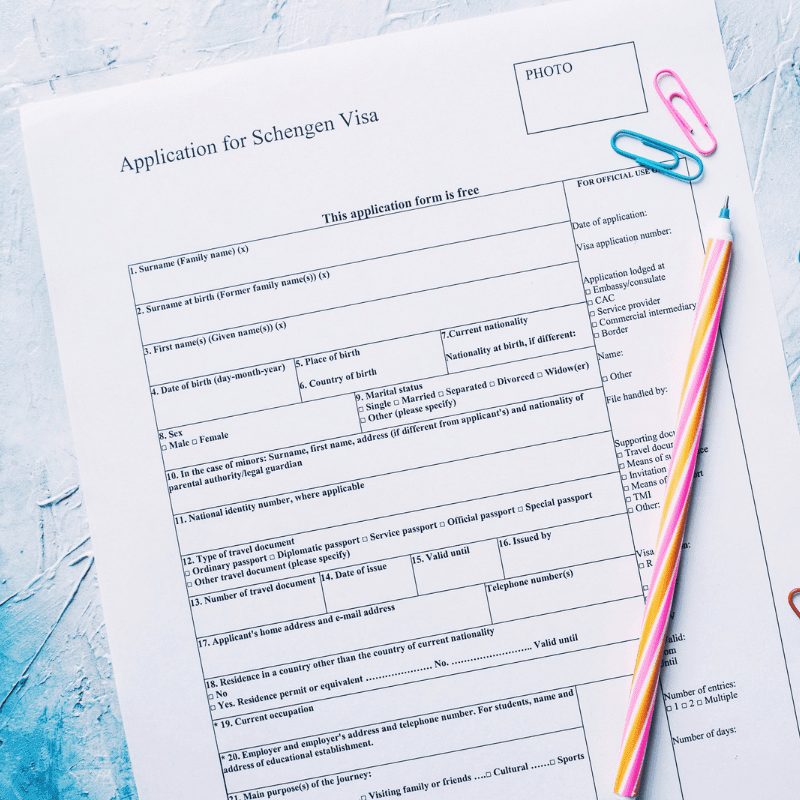 A sample Schengen Visa application form