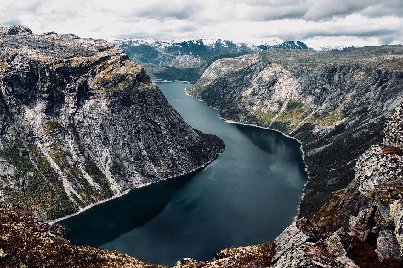 fjord, valley, mountains, Norway